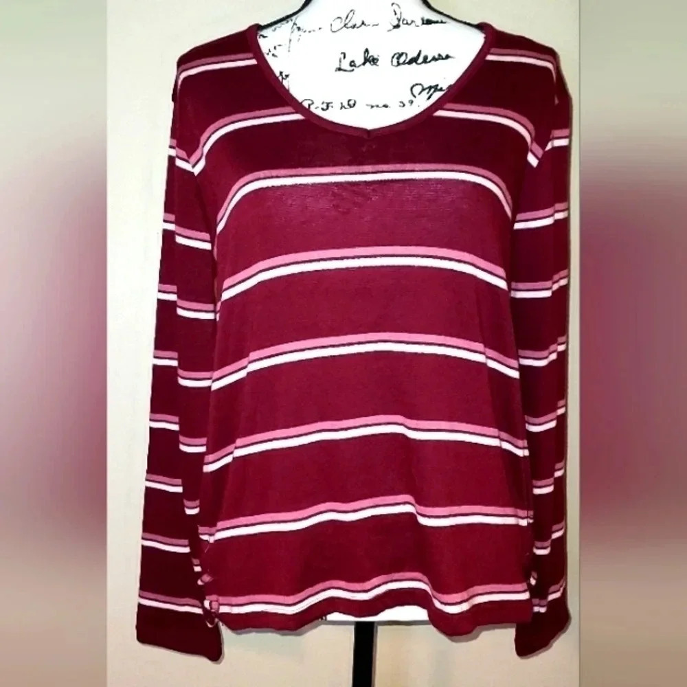 Pink Republic Women's Long Sleeve Soft Knit Purple Pink Shirt-NWOT